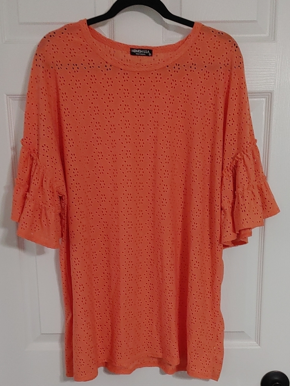 HEIMISH USA Coral Eyelet Ruffle-Sleeve Top 3XL